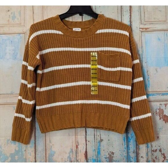 Hippie Rose Womens Size Medium Golden Mirage Striped Waffle Pullover Sweater - Picture 1 of 8